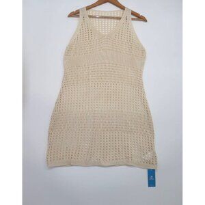Cupshe Sleeveless Beige Crochet Knit Beach Cover-Up Dress M Summer